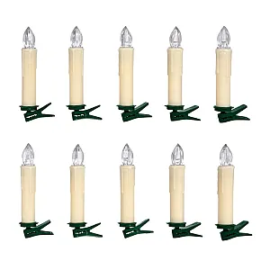 Набор елочных свечей Vegas 55118 теплые LED с эффектом пламени беспроводных с пультом 1.8*10 см 10 шт