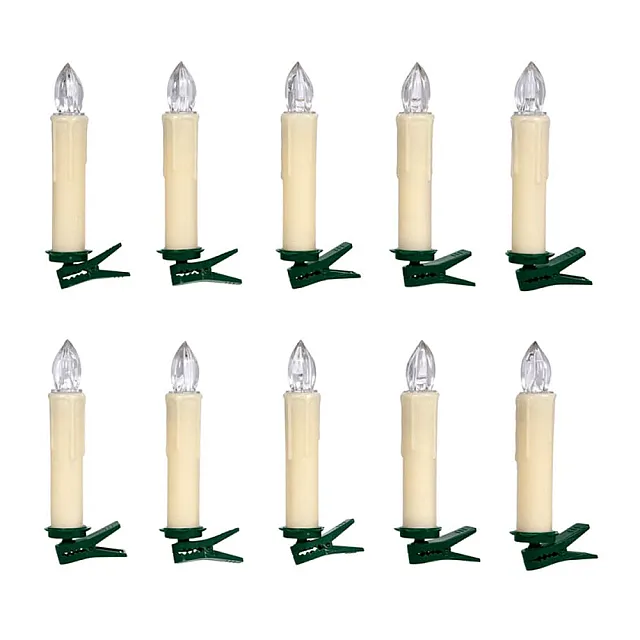 Набор елочных свечей Vegas 55118 теплые LED с эффектом пламени беспроводных с пультом 1.8*10 см 10 шт