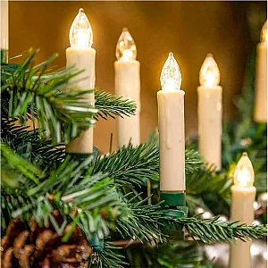 Набор елочных свечей Vegas 55118 теплые LED с эффектом пламени беспроводных с пультом 1.8*10 см 10 шт