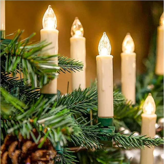 Набор елочных свечей Vegas 55118 теплые LED с эффектом пламени беспроводных с пультом 1.8*10 см 10 шт