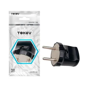 Вилка Tokov Electric TKL-PL-C05 прямая 6А 250В без заземления черная