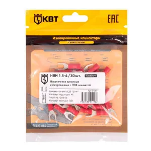 Наконечник кабельный вилочный изолированный КВТ 91007 НВИ 1.5-4 30 шт