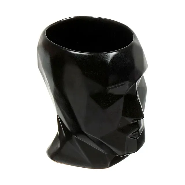 Кашпо Голова Кай 3471 керамическое 10.5*14 см черное