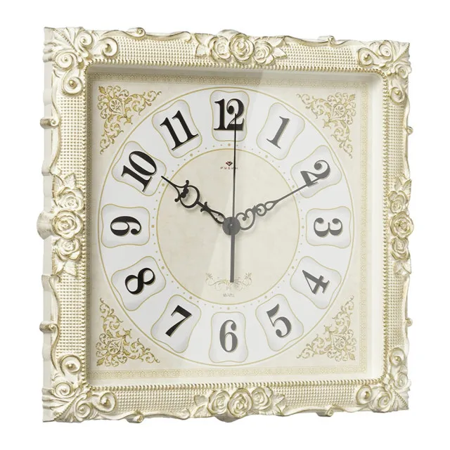 Часы настенные Рубин 3838-002 белые с золотом 38*38*5 см