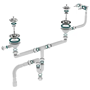 Сифон для двойных моек Aquant UD0179-12-MR 3 1/2