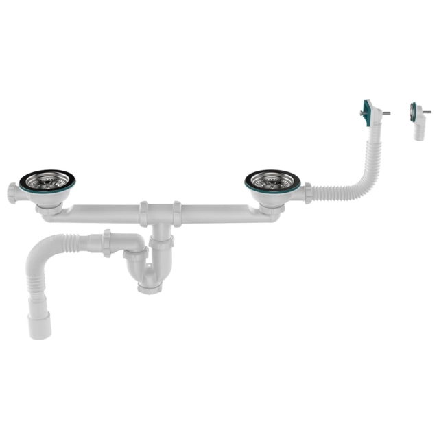 Сифон для двойных моек Aquant UD0179-12-MR 3 1/2 Сифон для двойных моек Aquant UD0179-12-MR 3 1/2