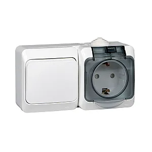 Блок Schneider Electric Этюд ВРА16-241В 1-клавишный выключатель сх-1 + розетка с заземлением