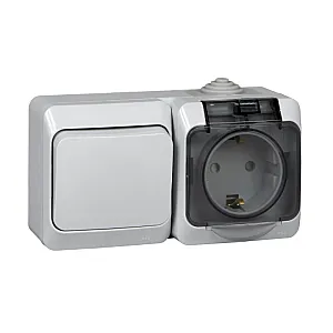 Блок Schneider Electric Этюд ВРА16-241С 1-клавишный выключатель сх-1 + розетка с заземлением