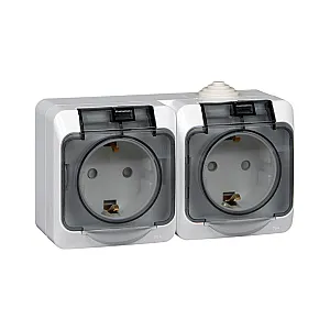 Блок Schneider Electric Этюд РА16-244С 2-ая розетка с заземлением со шторками