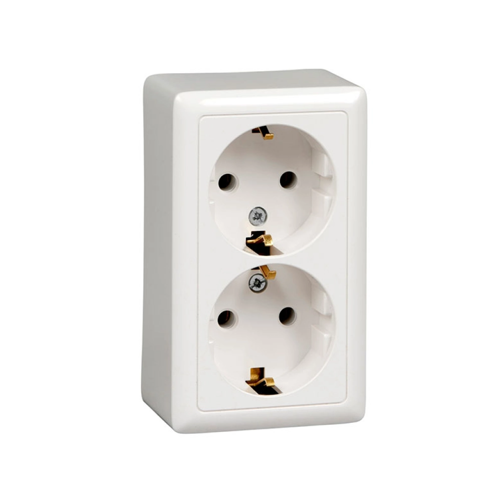 Розетка Schneider Electric Хит RA16-238I-B двойная с заземлением белая Розетка Schneider Electric Хит RA16-238I-B двойная с заземлением белая