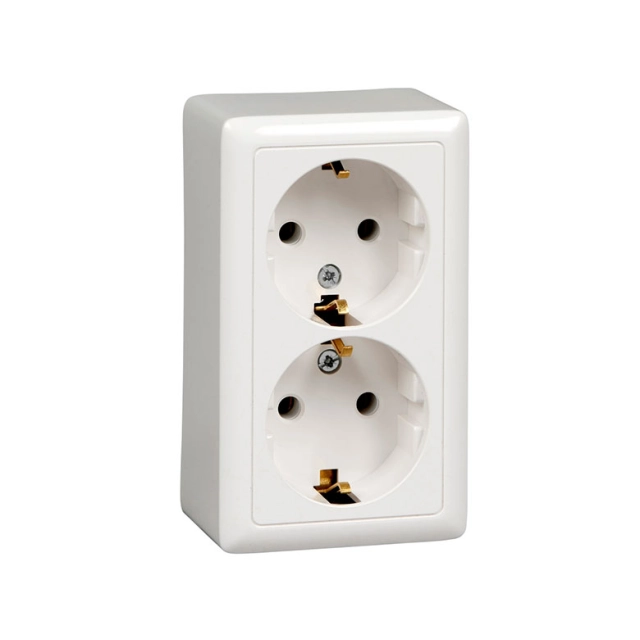 Розетка Schneider Electric Хит RA16-238I-B двойная с заземлением белая Розетка Schneider Electric Хит RA16-238I-B двойная с заземлением белая