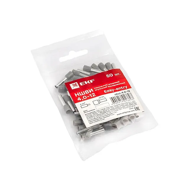 Наконечник штыревой втулочный EKF nhvi-4.0-12 НШвИ 4.0-12 50 шт
