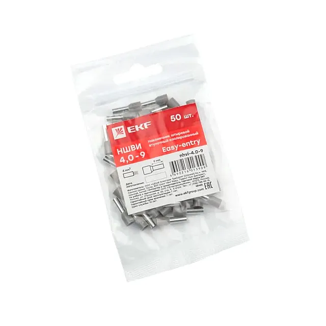 Наконечник штыревой втулочный EKF nhvi-4.0-9 НШвИ 4.0-9 50 шт