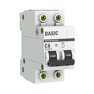 Автоматический выключатель EKF ВА47-29 Basic 2P 6А
