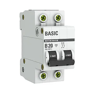 Автоматический выключатель EKF ВА47-29 Basic 2P 20А