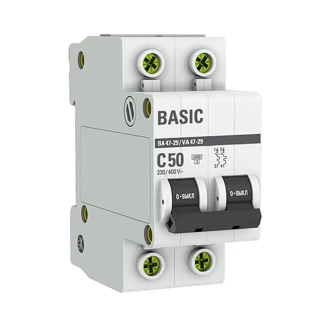 Автоматический выключатель EKF ВА47-29 Basic 2P 50А