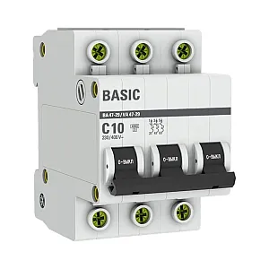 Автоматический выключатель EKF ВА47-29 Basic 3P 10А