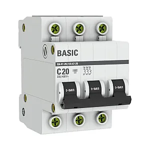 Автоматический выключатель EKF ВА47-29 Basic 3P 20А