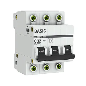 Автоматический выключатель EKF Basic mcb4729-3-32C ВА47-29 3P 32А 4.5кА х-ка С