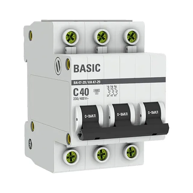 Автоматический выключатель EKF ВА47-29 Basic 3P 40А