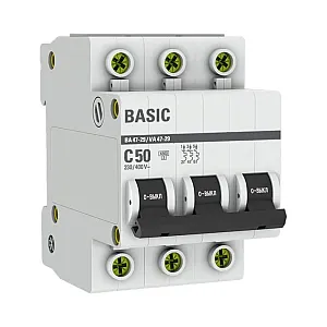 Автоматический выключатель EKF ВА47-29 Basic 3P 50А