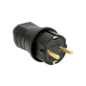 Вилка EKF Марс RPS-011-16-230-44 прямая 2P+PE 16A 230В IP44 каучук черная