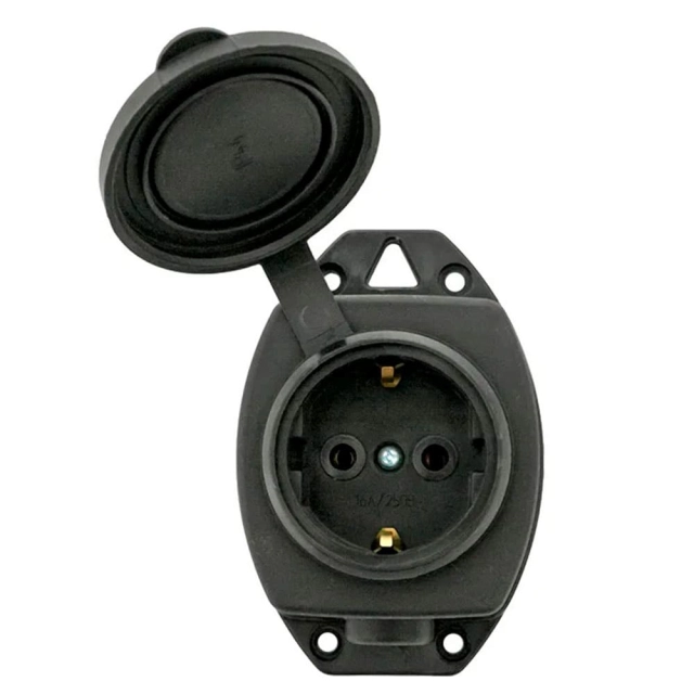 Колодка розеточная EKF Марс 2P+PE 16A IP44 с защитной крышкой каучуковая Колодка розеточная EKF Марс 2P+PE 16A IP44 с защитной крышкой каучуковая