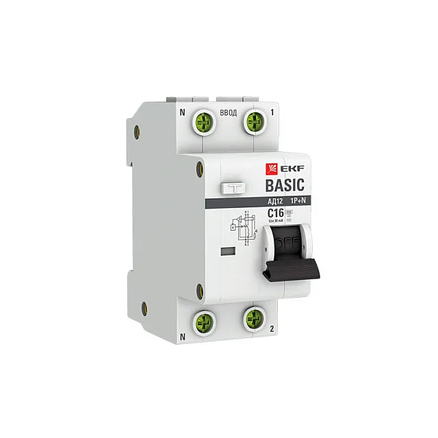 Дифференциальный автомат EKF Basic DA12-16-30-bas 1P+N 16А 30мА