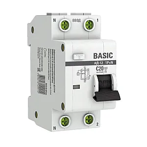 Автоматический выключатель дифференциального тока EKF Basic АД-12 DA12-20-30-bas 1P+N 20А 30мА тип АС х-ка C 4.5кА