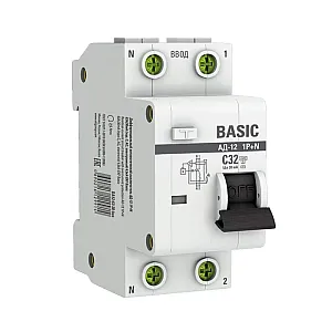 Автоматический выключатель дифференциального тока EKF Basic АД-12 DA12-32-30-bas 1P+N 32А 30мА тип АС х-ка C 4.5кА