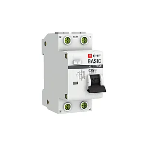 Дифференциальный автомат EKF Basic DA12-25-30-bas 1P+N 25А 30мА