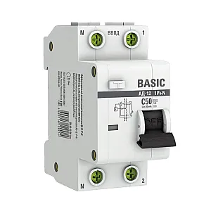 Автоматический выключатель дифференциального тока EKF Basic АД-12 DA12-50-30-bas 1P+N 50А 30мА тип АС х-ка C 4.5кА