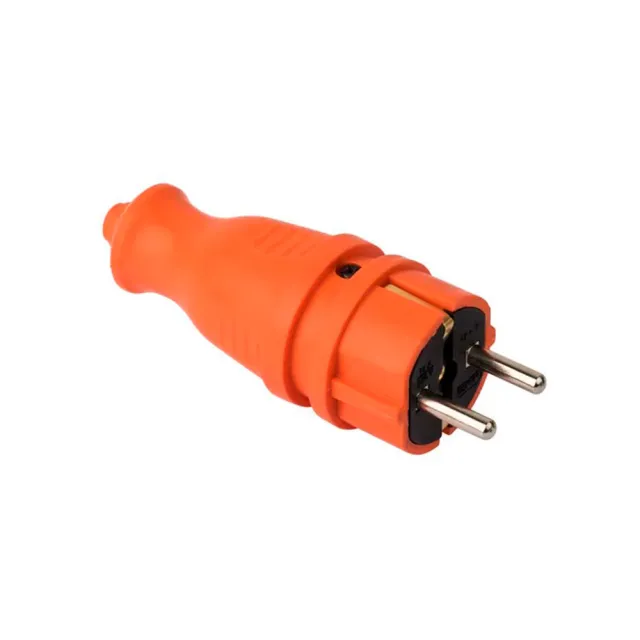 Вилка EKF PROxima RPS-011-16-230-44-ro прямая 2P+PE 16A 230В IP44 каучук оранжевая