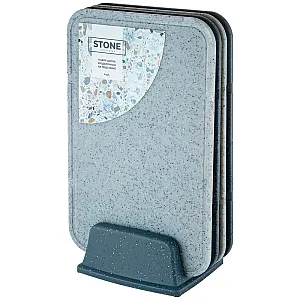 Набор досок разделочных Plast Team Stone PT177512026 на подставке темный камень 4 шт