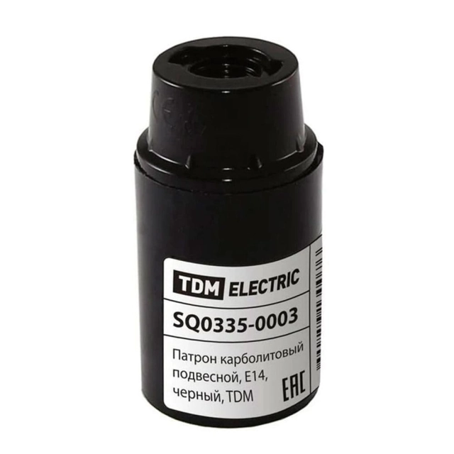 Патрон TDM Electric SQ0335-0003 карболитовый подвесной Е14 черный Патрон TDM Electric SQ0335-0003 карболитовый подвесной Е14 черный