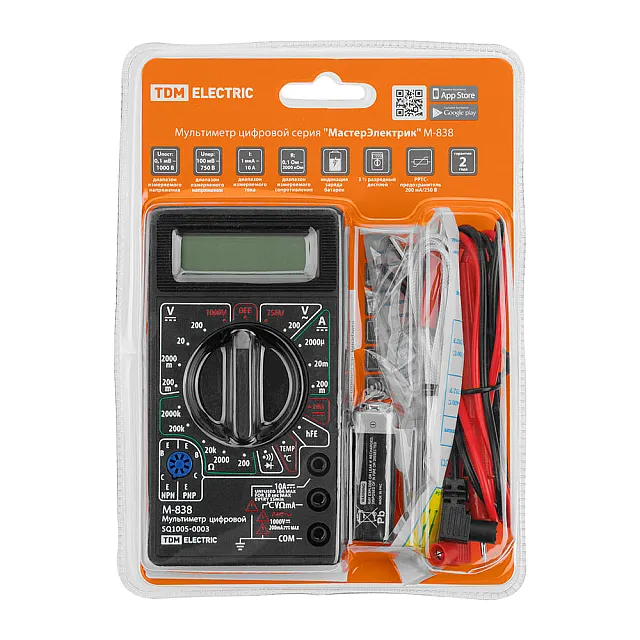 Мультиметр TDM МастерЭлектрик М-838 SQ1005-0003 цифровой