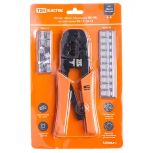 Набор TDM Electric SQ1001-0207 клещи обжимные KO-9E RJ-11/45 + наконечники RJ-11/45 20 шт