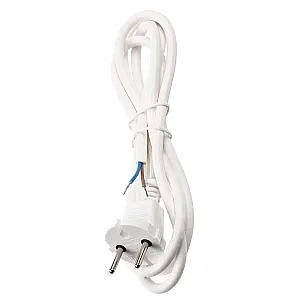 Шнур сетевой с вилкой TDM Electric SQ1305-0072 ПВС 2*0.75 мм.кв без заземления белый 3 м
