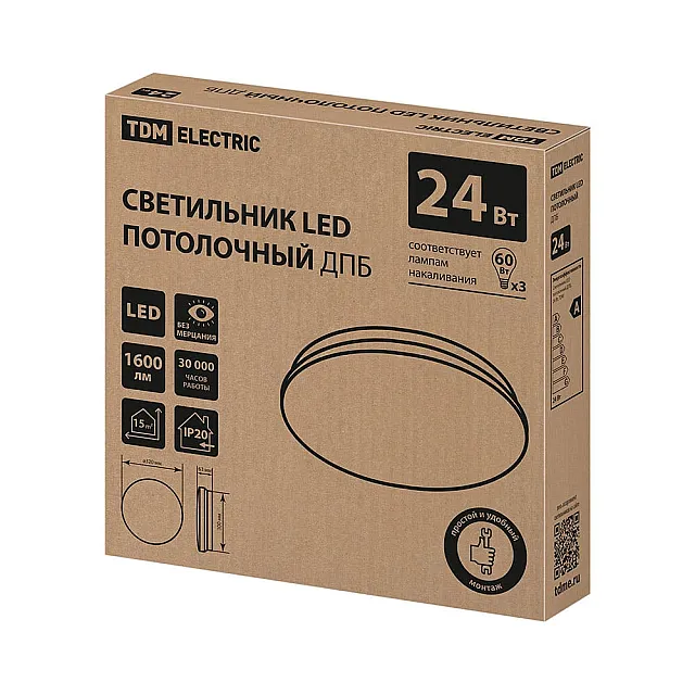 Светильник потолочный TDM Electric Классика ДПБ 01 SQ0329-9014 24Вт 6000К