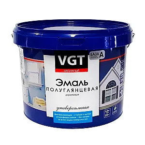 Эмаль VGT ВД-АК-1179 универсальная база А супербелая полуглянцевая 2.5 кг
