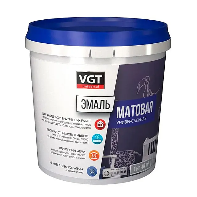 Эмаль VGT ВД-АК-1179 универсальная серая матовая RAL7001 1 кг