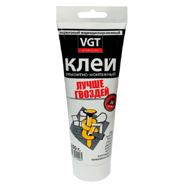 Клей ремонтно-монтажный VGT прозрачный 0.25 кг Клей ремонтно-монтажный VGT прозрачный 0.25 кг