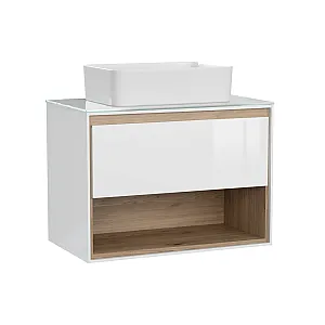 Тумба подвесная Cersanit Louna 80 под раковину со столешницей белая