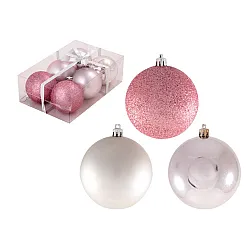 Набор шаров Волшебная страна 001462 8 см розовый-серебрянный 6 шт