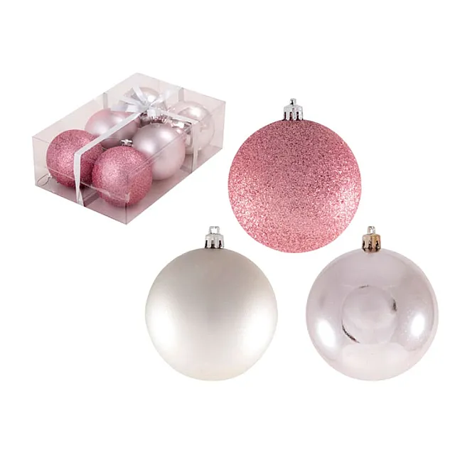 Набор шаров Волшебная страна 001462 8 см розовый-серебрянный 6 шт