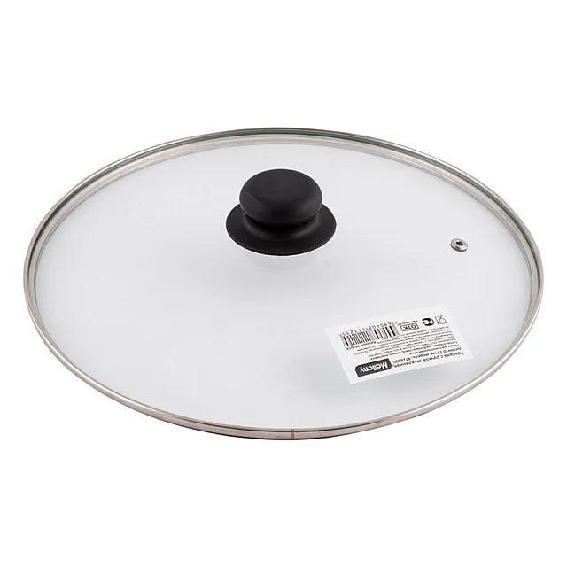 Крышка Mallony 987019 с ручкой стеклянная металлический обод паровыпуск 28 см