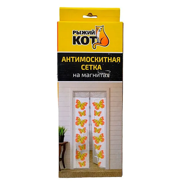 Сетка антимоскитная Рыжий Кот Капутомоскито Бабочки KM-BD 311257 на магнитах 100*210 см белый