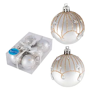 Набор шаров Волшебная страна Блеск 007482 6 см золото-серебрянный 6 шт