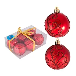 Набор шаров Волшебная страна Завитки 007485 6 см красный 6 шт