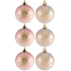 Набор шаров Волшебная страна Узоры 007486 6 см розовый 6 шт